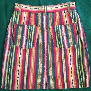 Vintage Multi-Color Striped High-Waisted Skirt